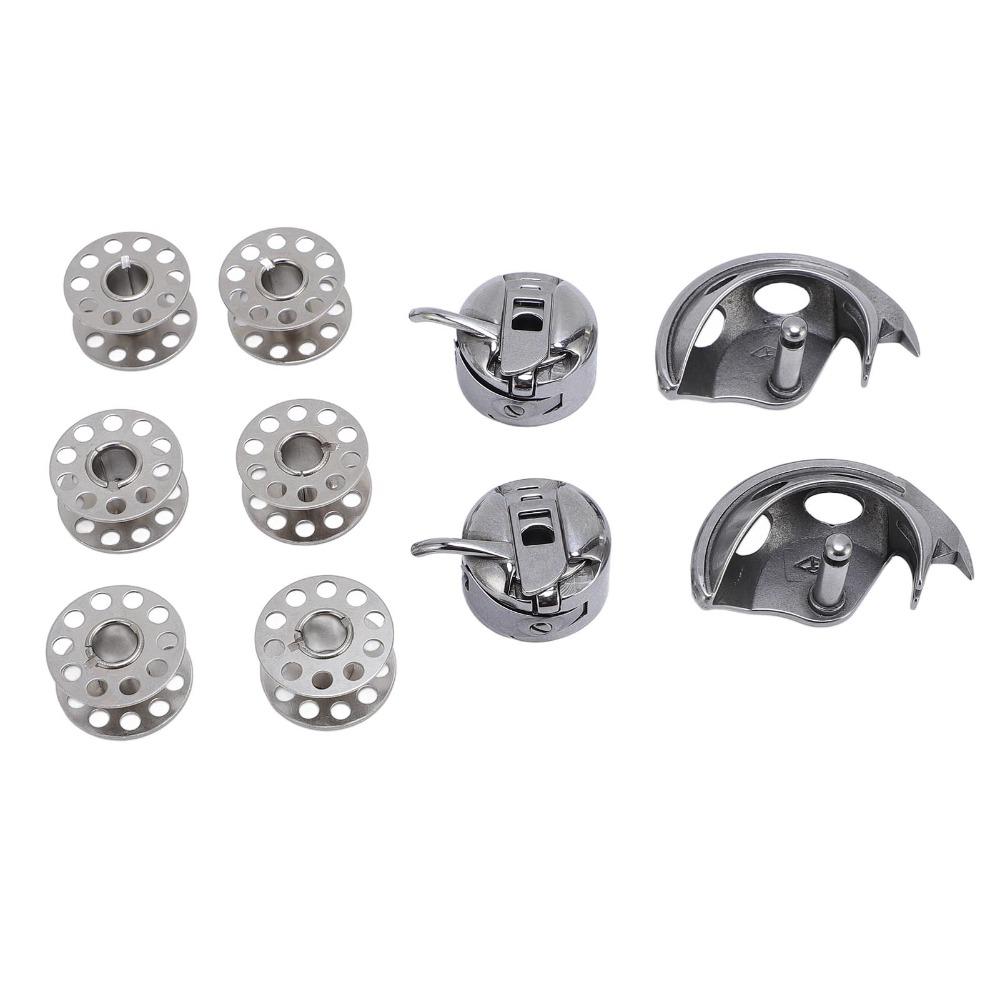 10pcs Hook Race Sewing Machine Bobbins Silver Precision Bobbin Case Iron Compatible Parts Shuttle Hook Household