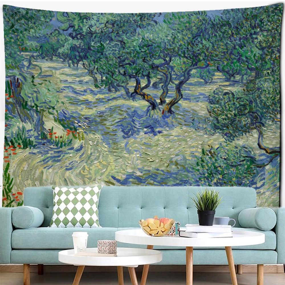 Sea Voyage Oil Painting Tapestry Wall Hanging Van Gogh Art Bedroom Living Room Home