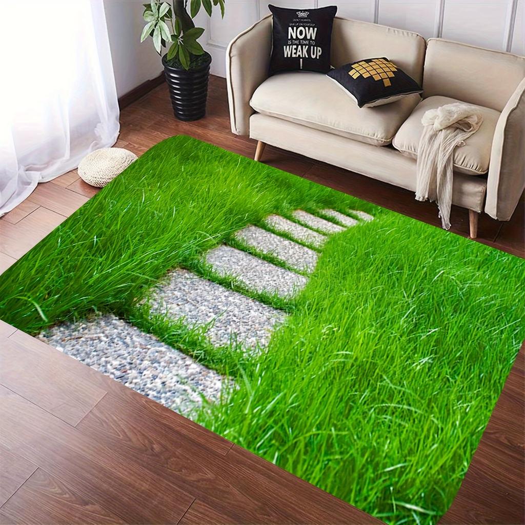 3D Grass Pathway Rug: Bring Nature Indoors with Realistic Lawn Mat - Ideal for Modern Living Spaces | Eco-Friendly Flooring