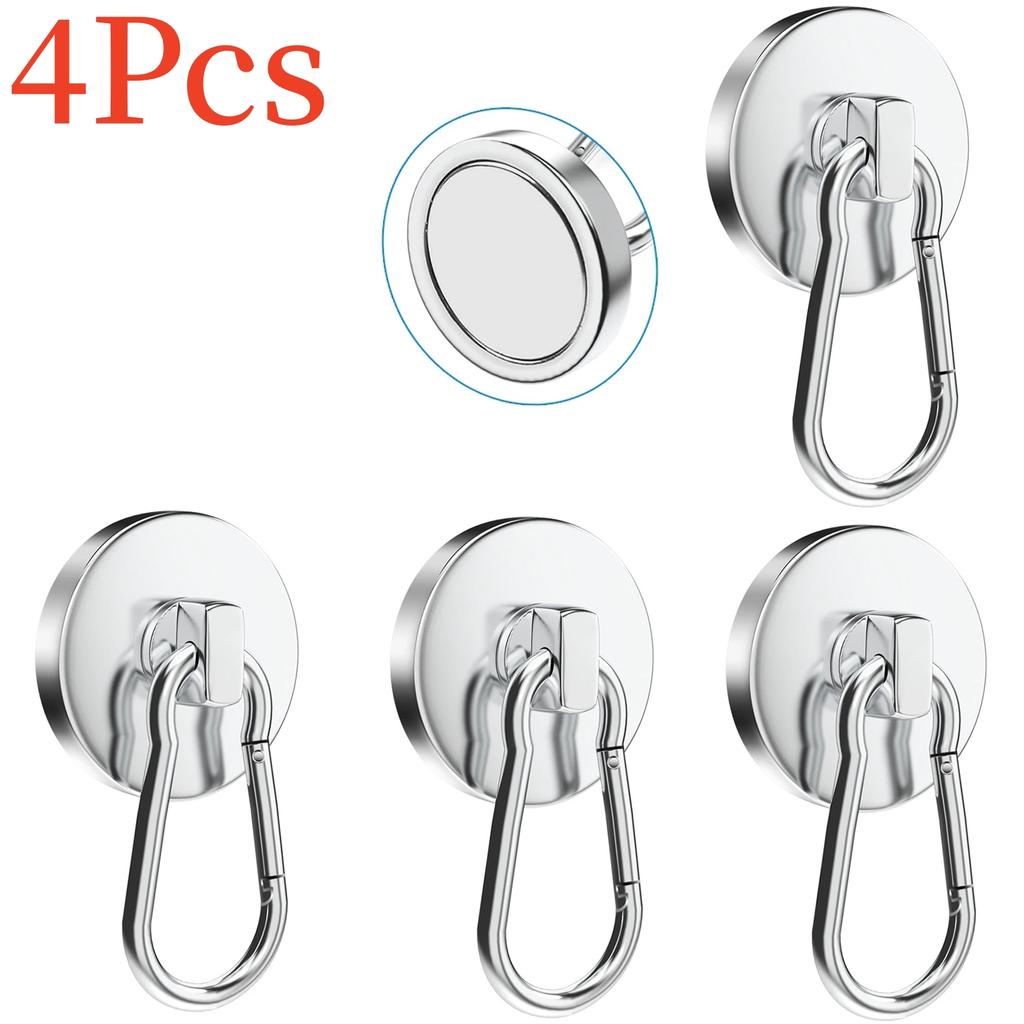 Strong Magnetic Hooks Magnetic Hooks Heavy Duty Strong Neodymium Magnets with Carabiner Hook, Magnet Hooks with Swivel for Kitch