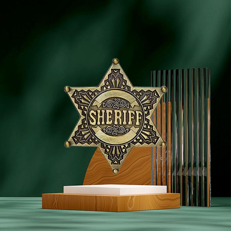 American Sheriff Hexagram Brooch: Creative Metal Jewelry Badge