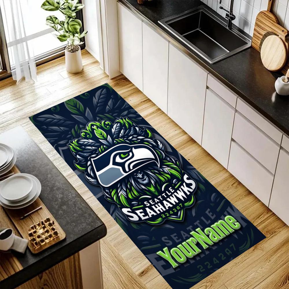 Seattle Seahawks Customize Your Name Kitchen Rug Runner Rug Laundry Mat Hallway Entryway The Best Gift Choice