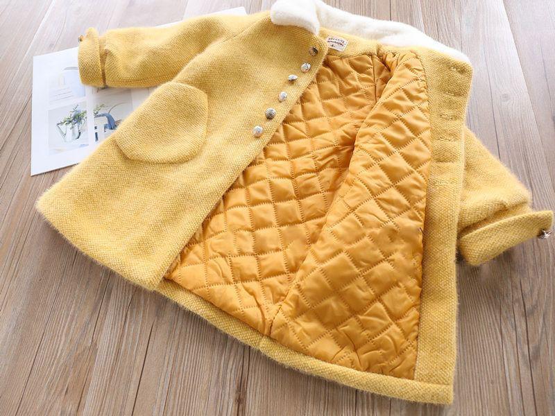 Girls Autumn and Winter Solid Color Thickened Coat Middle and Large Children High Neck Mid-Length Warm Coat