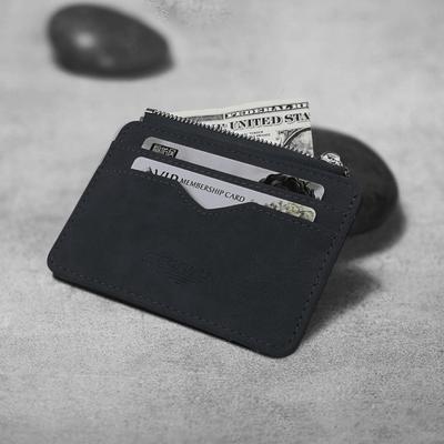 Modern Faux Leather Card Wallet (black) Transportation Card Holder