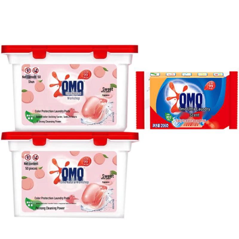 Aomo White Peach 3-in-1 Laundry Pods with Laundry Soap