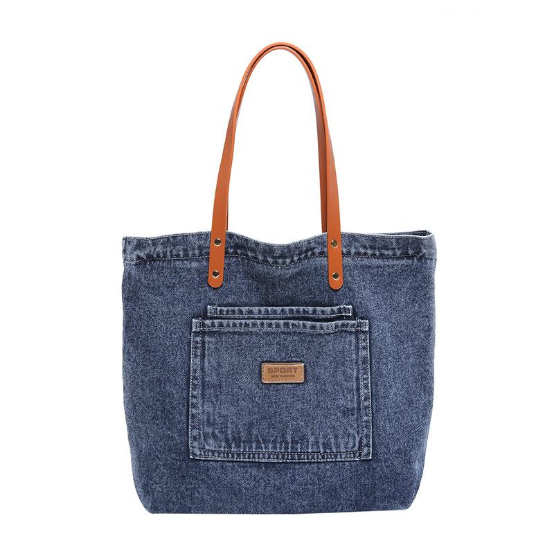 Women's Denim Shoulder Bag Large Capacity Tote Bag Fitness Purses for Women Vintage Handbags Hobo Tote Bag Canvas Satchel for Work Travel Shopping