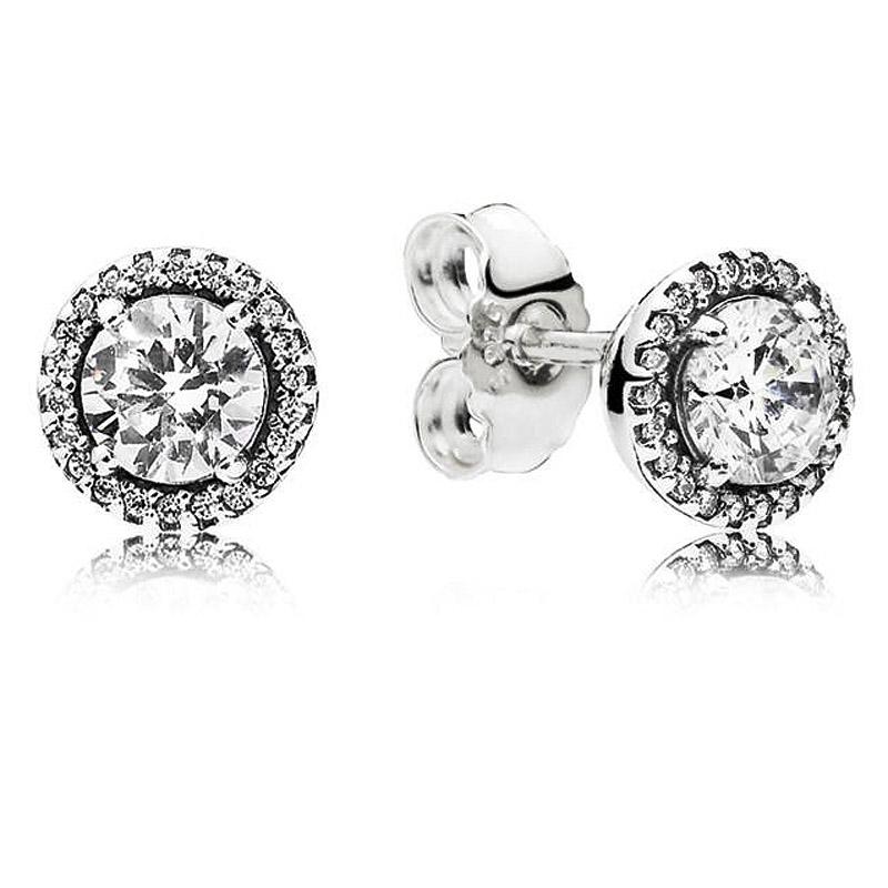 Neue 925 Sterling Silber Mode Ohrring Rose Klassische Zeitlose Eleganz Leuchtende Ohrring Mit Kristall Für Frauen Schmuck Geschenk