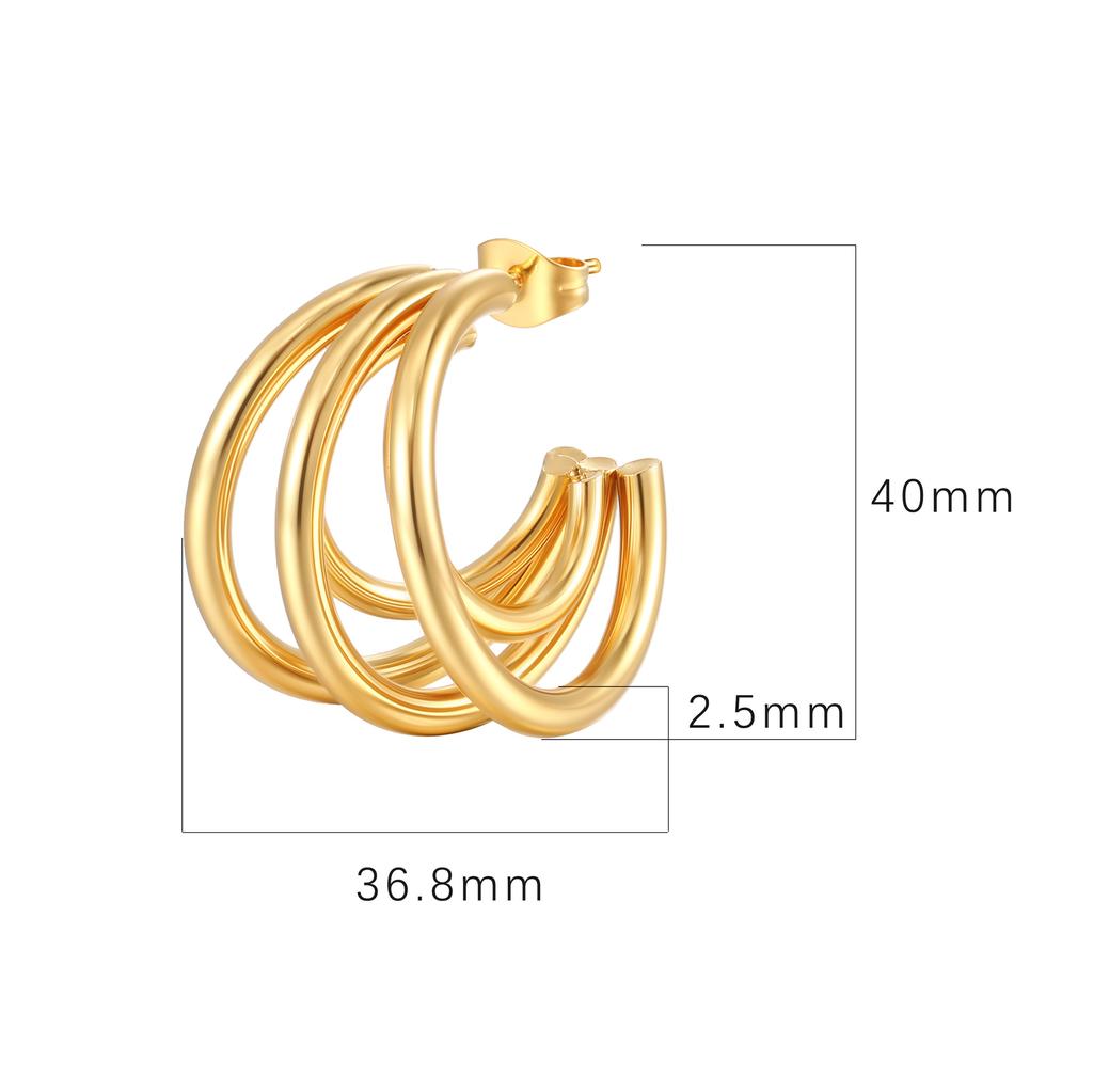 Ns Edelstahl Mehrschichtige Ohrringe Trendy Damen High-End Sense 18K Gold Unregelmäßige Titan Stahl Ohrringe