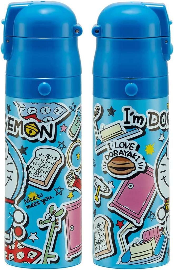 Skater Stainless Steel Water Direct Cup Doraemon Lightweight Water Sports Water Children's Bottle, 2-Way Drinking, 470ml, Drinking, 430ml, Sticker,