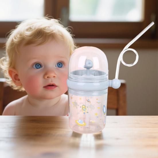 Whale Squirt Drinking Cup with Straw Leak Proof Reusable Sippy Cup for Kids 260ml Whale Fountain Tumbler for Party School Beach