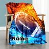 Football Water Fire Personalized Text Blanket Throw Personalized Blanket Comfortable Perfect for Bedding Living Room Home Decor Chair