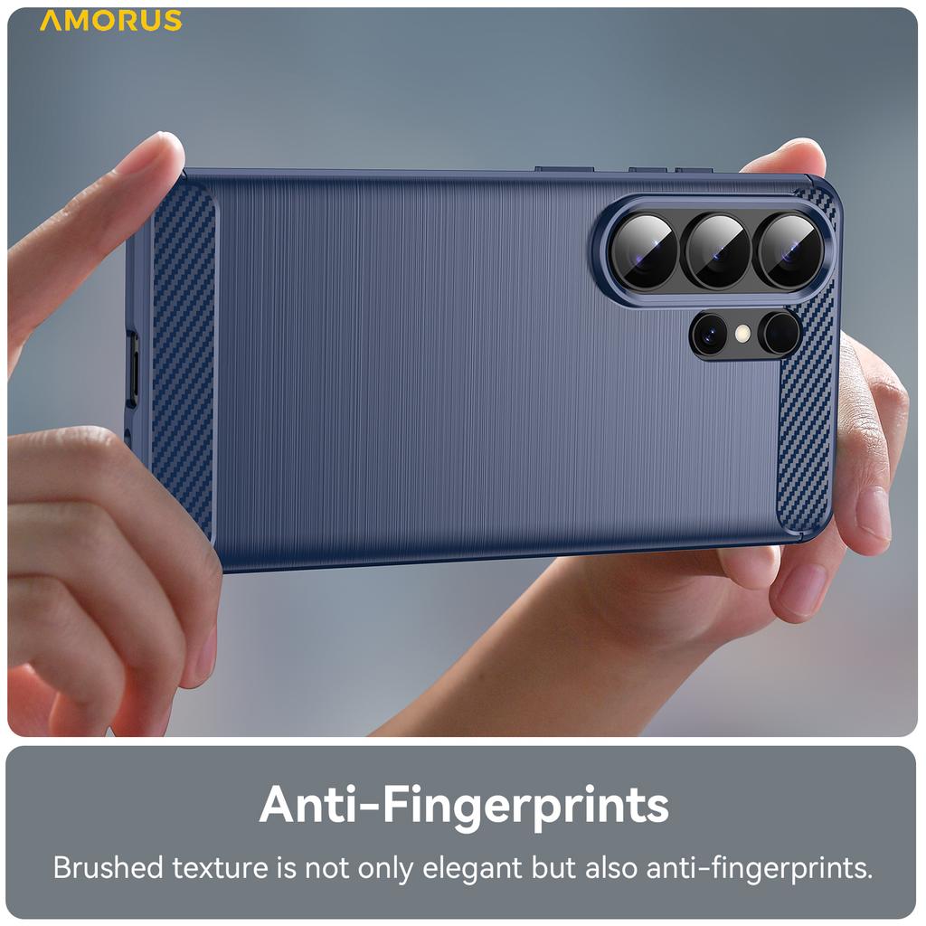 AMORUS For Samsung Galaxy S26 Ultra Case Carbon Fiber Texture Brushed Protective Phone Cover