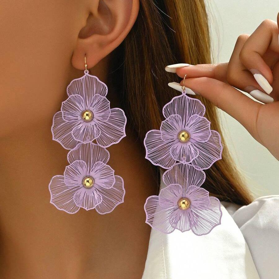 

Модні сережки-краплі для жіночих прикрас фіолетовий