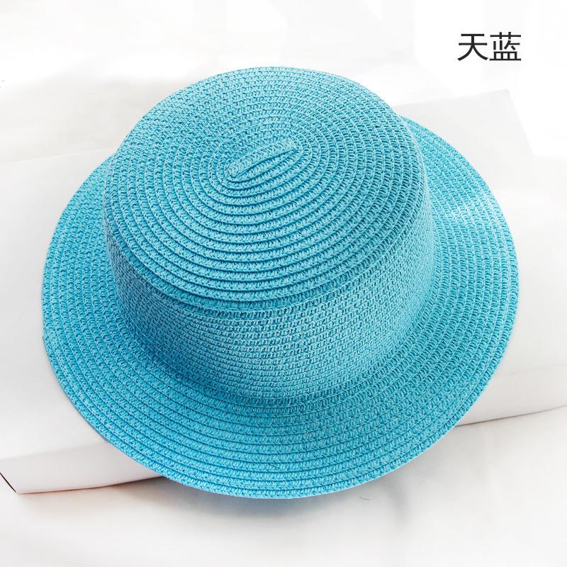 Parent-child Handmade British Hat Summer Women's Sunscreen Straw Hat Flat Top Top Hat Hat Embryo Various Styles of Hat Embryo