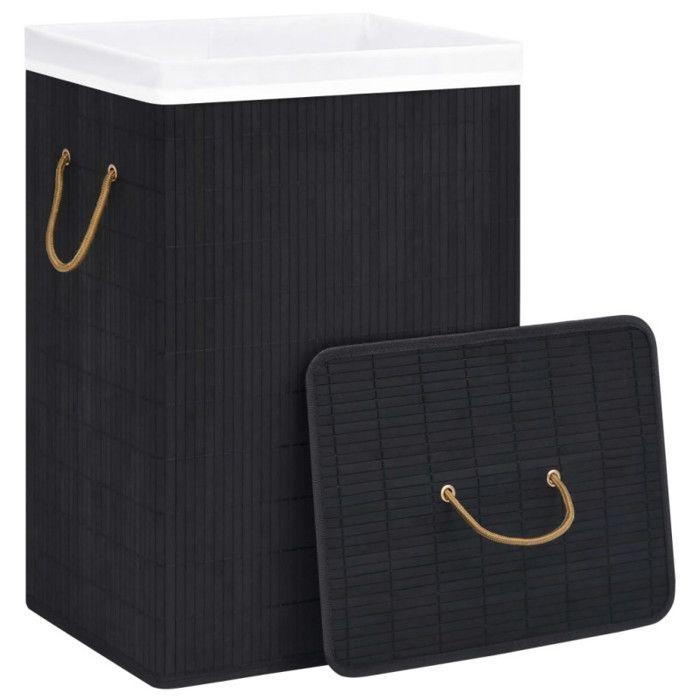 VidaXL Laundry Basket with a Single Section Black Bamboo 320757