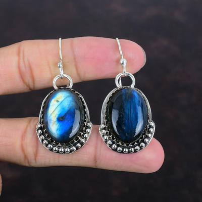 Labradorite Earring Natural Gemstone Earring 925 Sterling Silver Earring Boho Jewelry Handmade Earring Engagement Gifts Birthstone Earrings