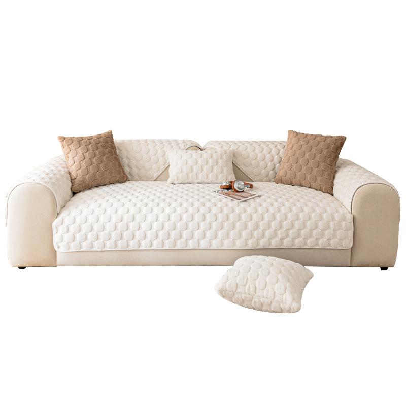 Sofa Cushion Autumn and Winter Thickened Non-Slip Cushion Cream Wind Plush Sofa Cover Cover Cloth