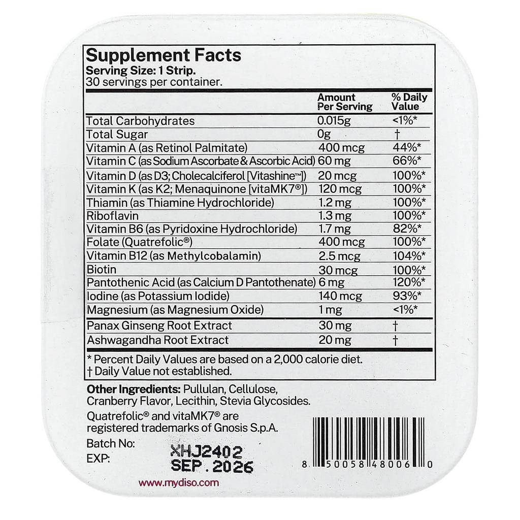 Diso, M-Vit, Cranberry, Oral Strips, 30 Count