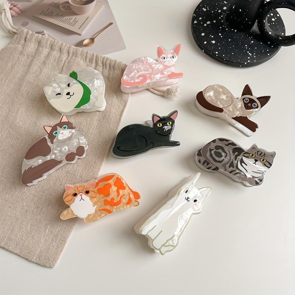 Adorable Cartoon Cat & Dog Acrylic Hair Claw Cute Animal Design Shark Clip for Girls, Perfect for Thanksgiving