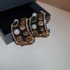 Vintage Style Colorful Crystal Zircon Hoop Earrings Geometric White Black Earrings for Women Statement Zircon