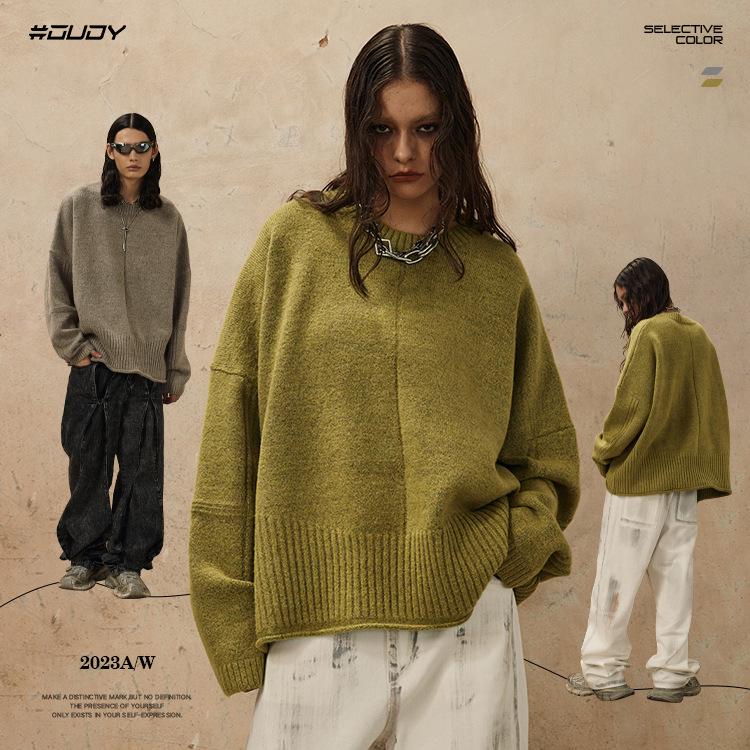 #OVDY Autumn/Winter Soft Minimalist Round Neck Rolled Edge Sweater