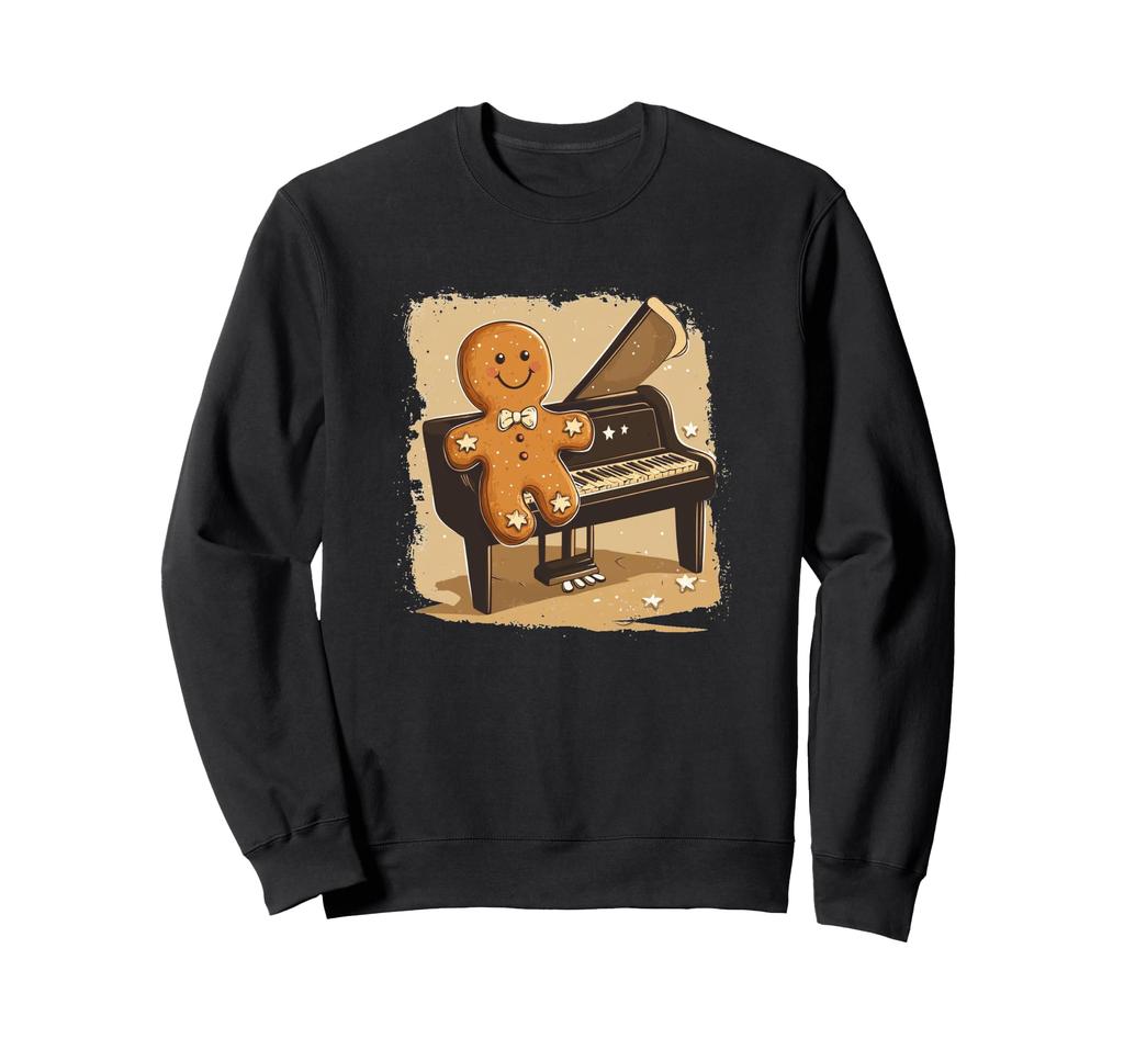 Cute Gingerbread Man Sweatshirt for Musical Piano Lovers