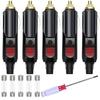 Xiatiaosann 5pcs /24V 20A Cigarette Lighter Male Plug Aux Socket Plug 5 Pcs Red