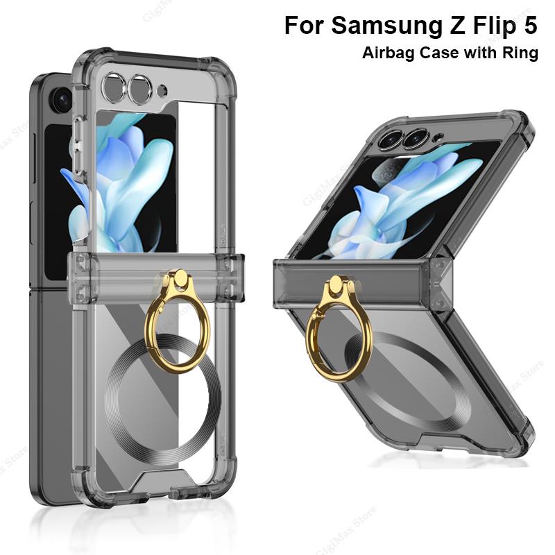 Wireless Charging Case For Samsung Galaxy Z Flip 5 Flip5 Clear Soft Cover For Samsung ZFlip5 Z Flip5 Funda Case Protective Coque