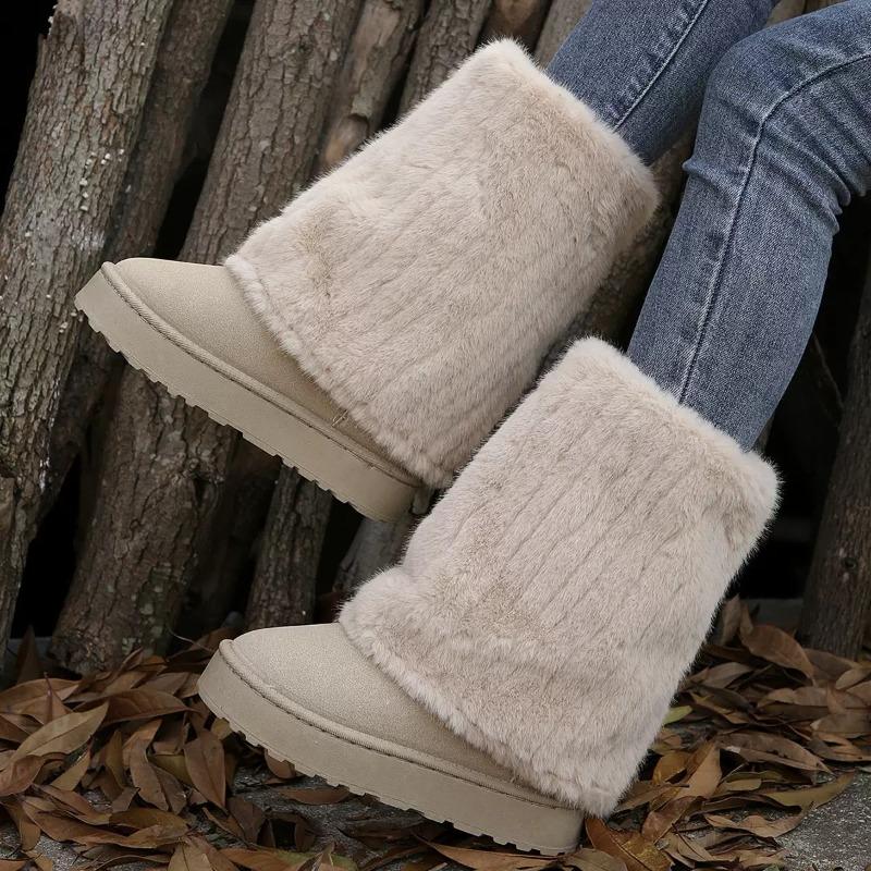 Winter Women Boots New Mid-calf Cotton Boot Non Slip Platform Boot Trouser Boots Plush Warm Women Snow Boot Botas Invierno Mujer