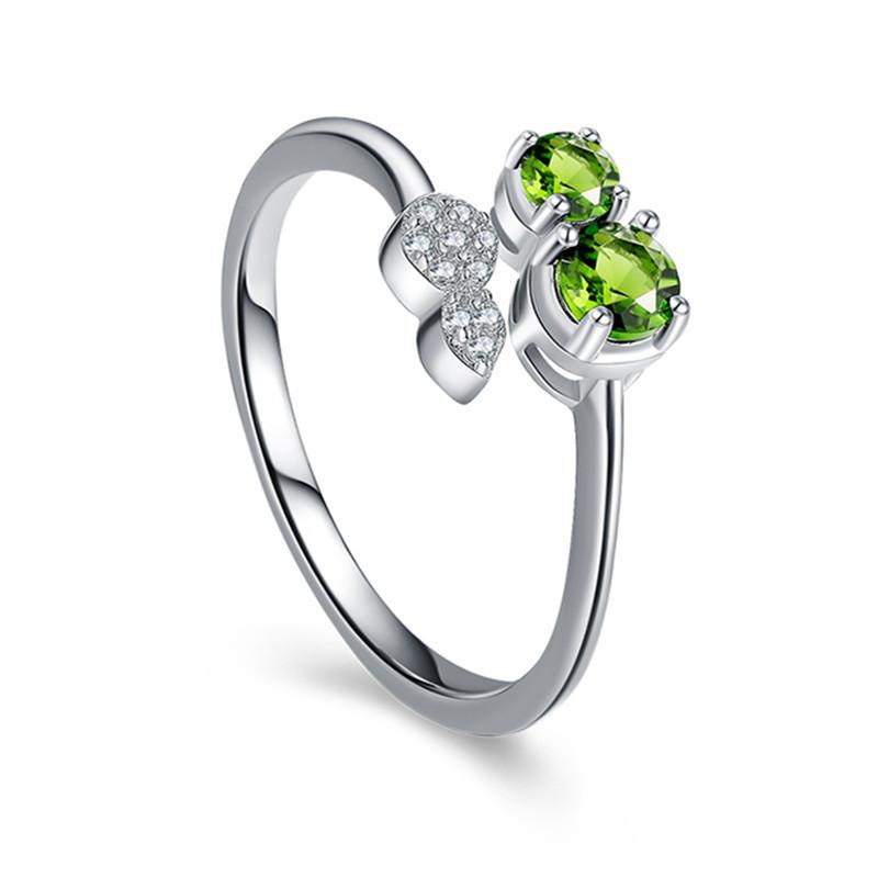 2026 Retro Emerald Zircon Gourd Ring, Female Design Fashion Index Finger Open Ring Ethnic Style Jewelry