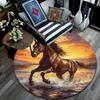 Galloping Horse Round Area Rug,Carpet Rug for Living Room Bedroom Sofa Playroom Decor,Non-slip Floor Mat
