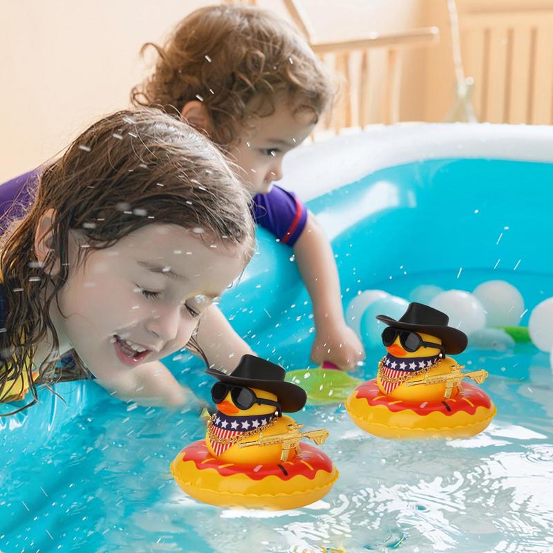 West Cowboy Car Ornaments Yellow Rubber Duck Interior Dashboard Decor Cute Mini Duck Decoration Car Interior Accessories