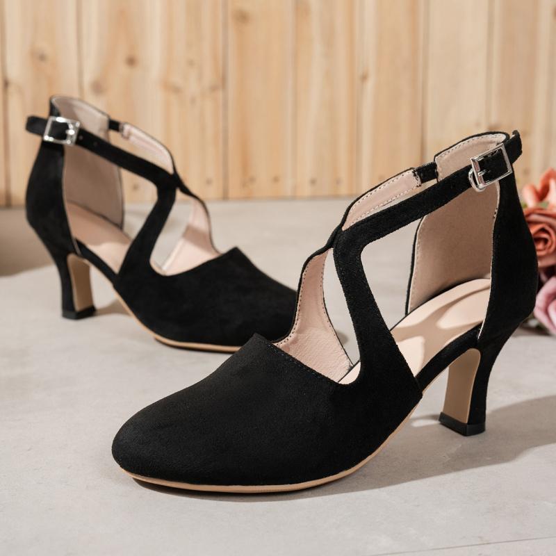 Fashion 2025  Summer New Pu Leather Elegant Middle Toe Mules Black Comfortable Wear-resistant Ladies Luxury Sandals   Sizes