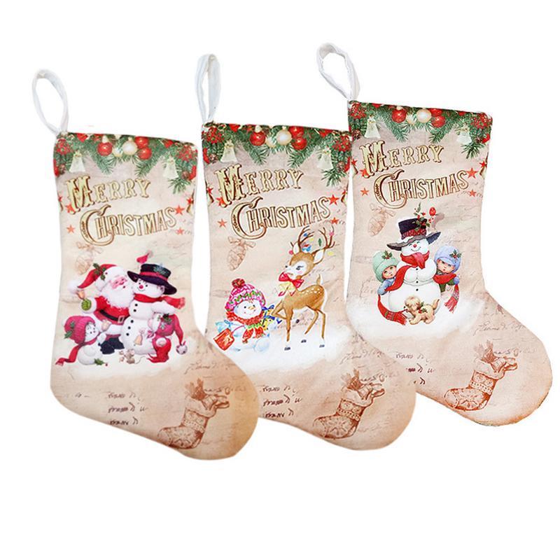 Christmas Stockings Pendant Cloth Ornaments Small Boots Pendant Christmas Pattern Print Party Home