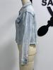 2026 Spring/Summer Women's Button Washed Ripped Raw Edge Denim Top