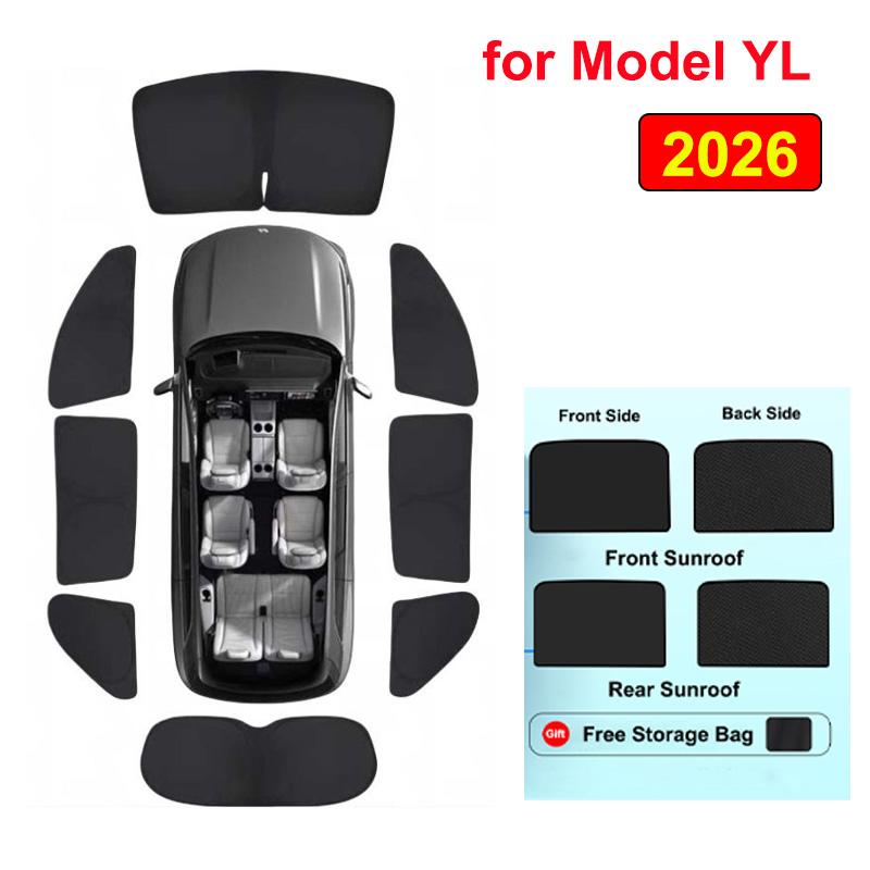 Sunshade For Tesla Model Y L YL 2026 6 Seaters Privacy Side Window Sun Shade Windshield Sunroof Blind Shading for Camping Rest