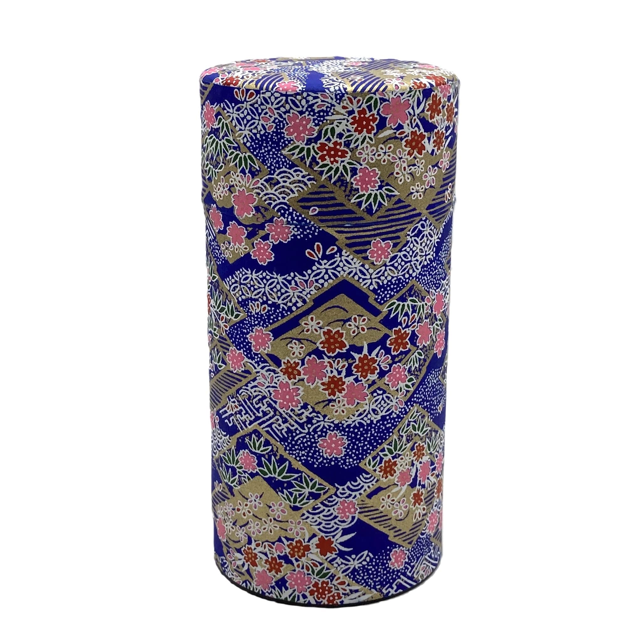 

Noguchi Kumataro Tea Garden Tea Caddy, Large Capacity 200g, Yuzen Washi Paper with Inner Lid, Cherry Blossom Blizzard Design, Made in Japan, Stylish