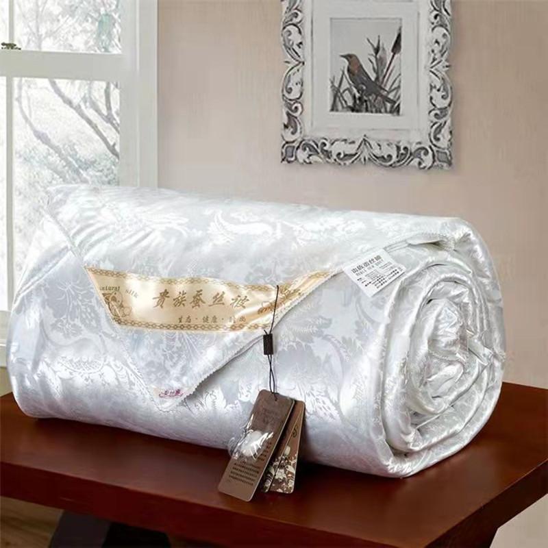 Mulberry Silk Duvet Satin  Jacquard Comforter Wedding Quilt Twin Size Summer Blanket For Couple Bed Single Double Queen Bedding