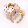 Leopard Print Bow Cat Plush Headband for Women - Cute Cartoon Face Washing & Makeup Hair Accessory