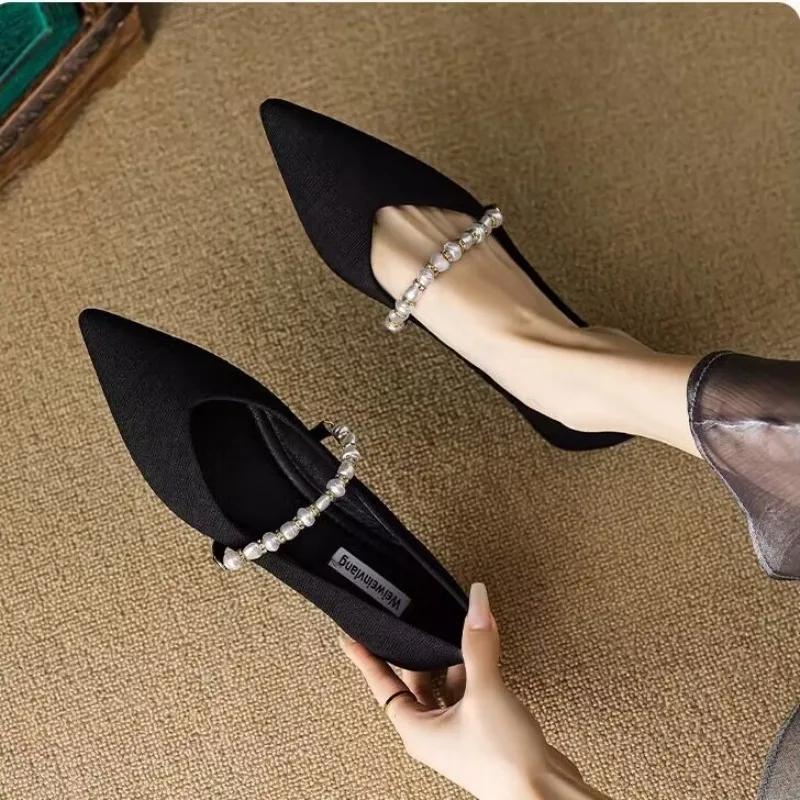 Fashion Pointed Toe Shoes for Women Lastest Woman Flats Pearl Wholesale Quick Delivery a Casual High Quality Fashion Beau Today