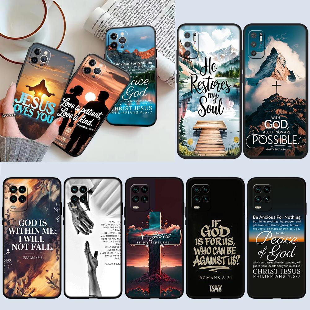 RE13 Bible Verse Jesus cross New High-End Shell Phone Case for Redmi Note 8 9 Pro Max 9S 9T 9C NFC 8T 8A 10A A4