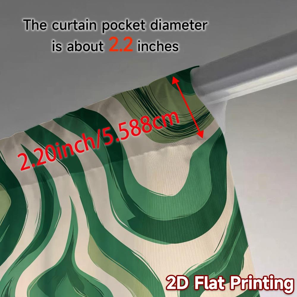 Set Of 2 Flat Printing Jit Curtains Without Rod Green Waves Chic Curtain Yarn Decorations Inside Decorative Made Polyester