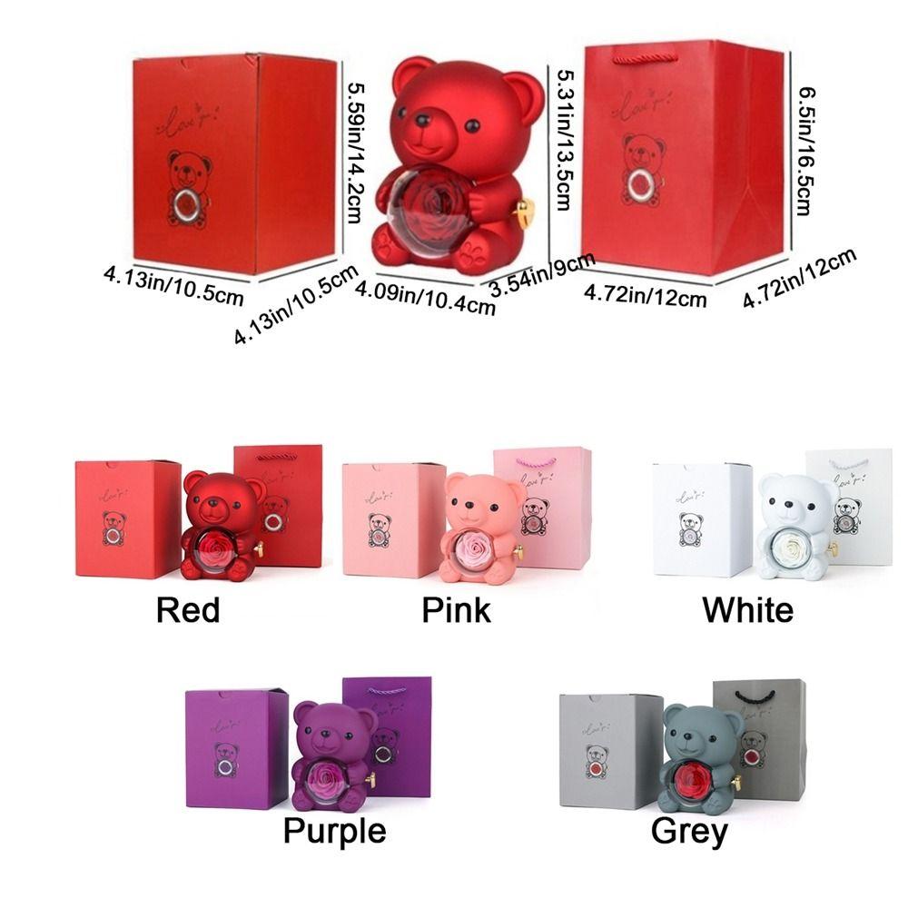 Schmuckschatulle in Bärenform aus Kunststoff Romantische Rosenbär-Geschenkbox Elegante Geschenkbox Jubiläumsgeschenk