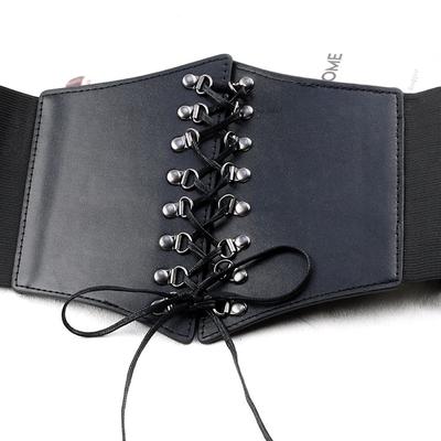 Buckle Slimming Body Wide Waistband PU Leather Cummerbund Skirt Decorations Elastic Waist Strap