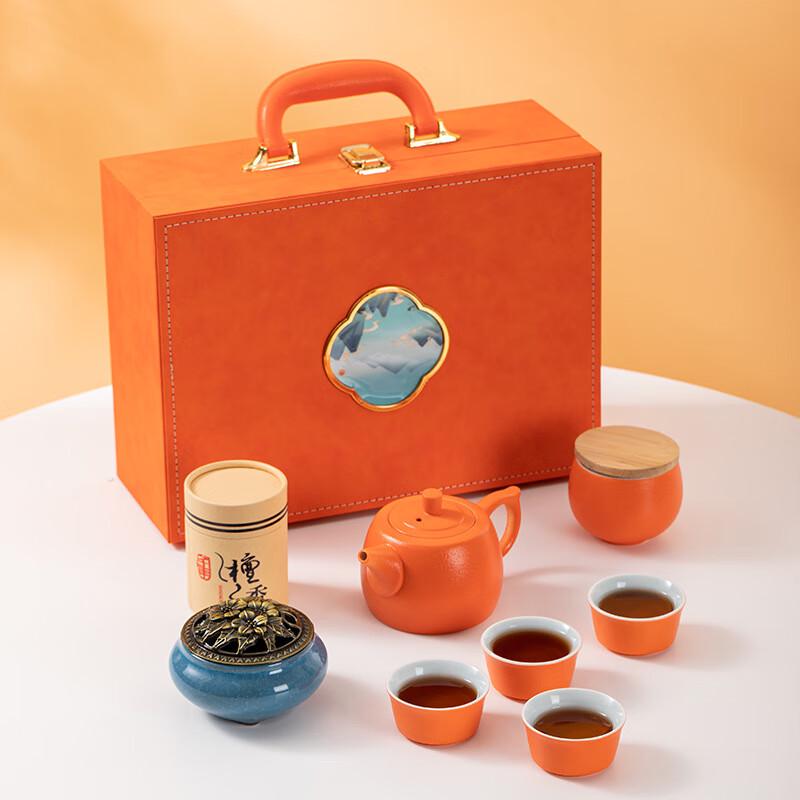 Zhuijia Blue Ceramic Tea Set (1 Pot, 4 Cups)