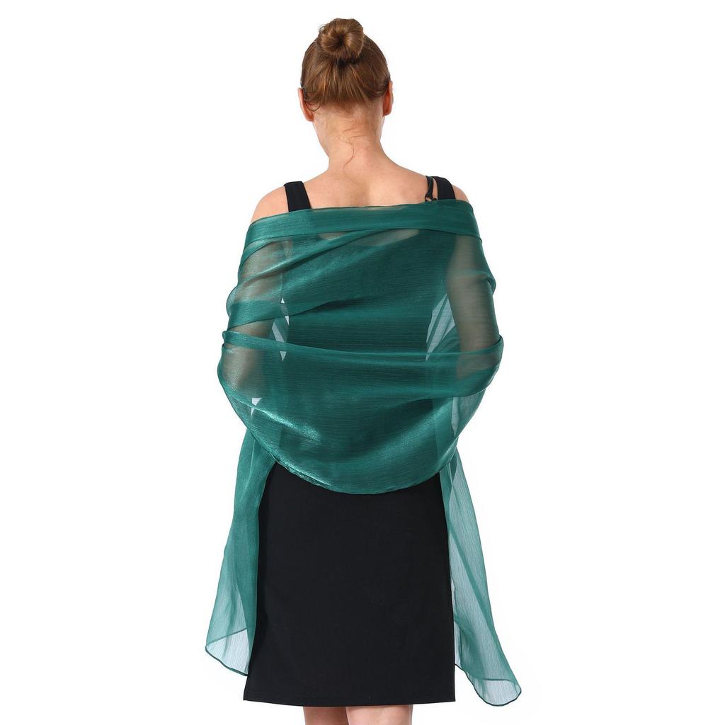 Banquet Evening Gown with Pearlescent Gauze Shawl for Brides, Bridesmaids, and Mothers