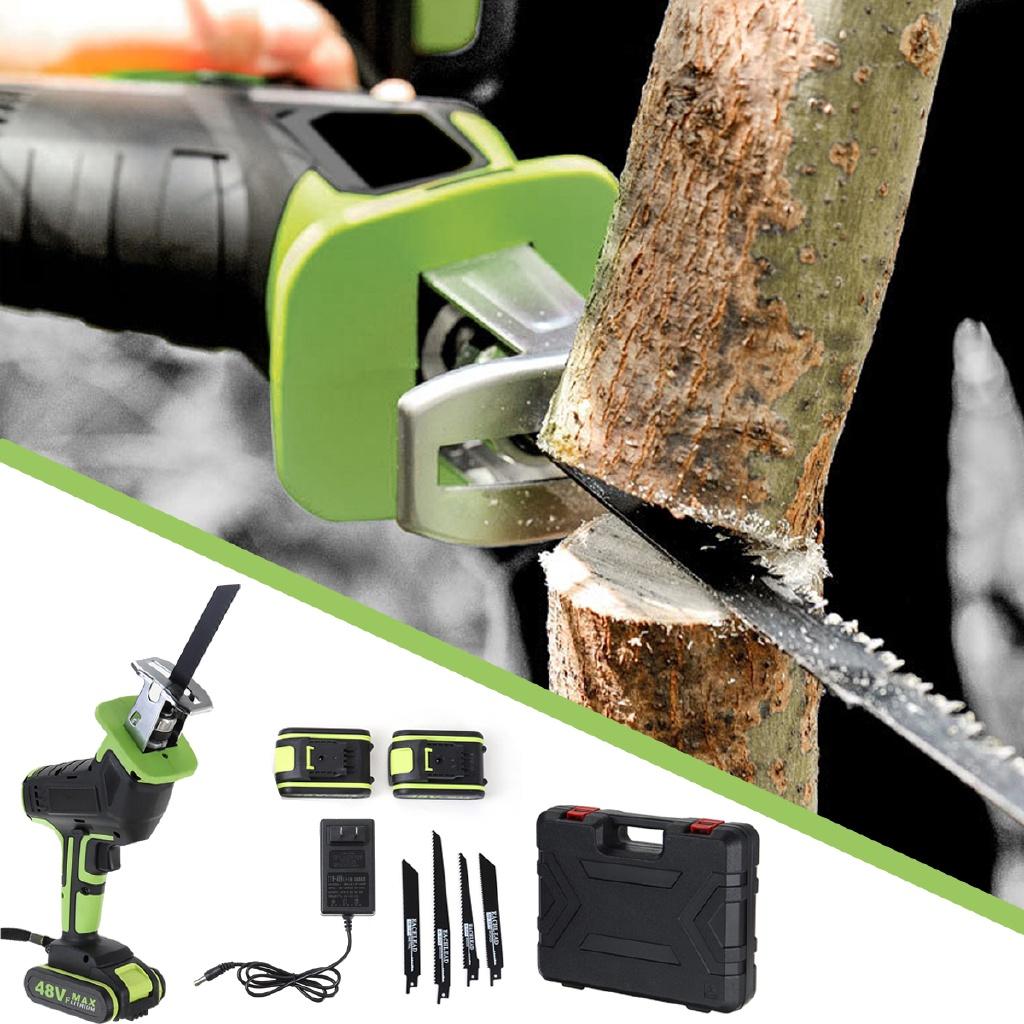 48V Portable Cordless Reciprocating Saw +4 Saw blades Metal Cutting Wood Power Tool Woodworking Cutters
