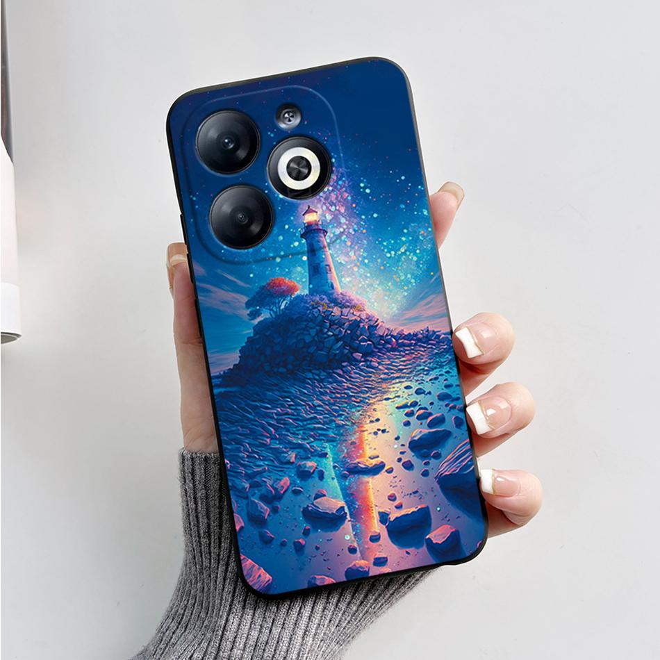 Case For Infinix Smart 8 Back Cover Black Silicon Soft TPU Marble Cover For Infinix Smart 8 X6525 Funda Smart8 Phone Cases Coque