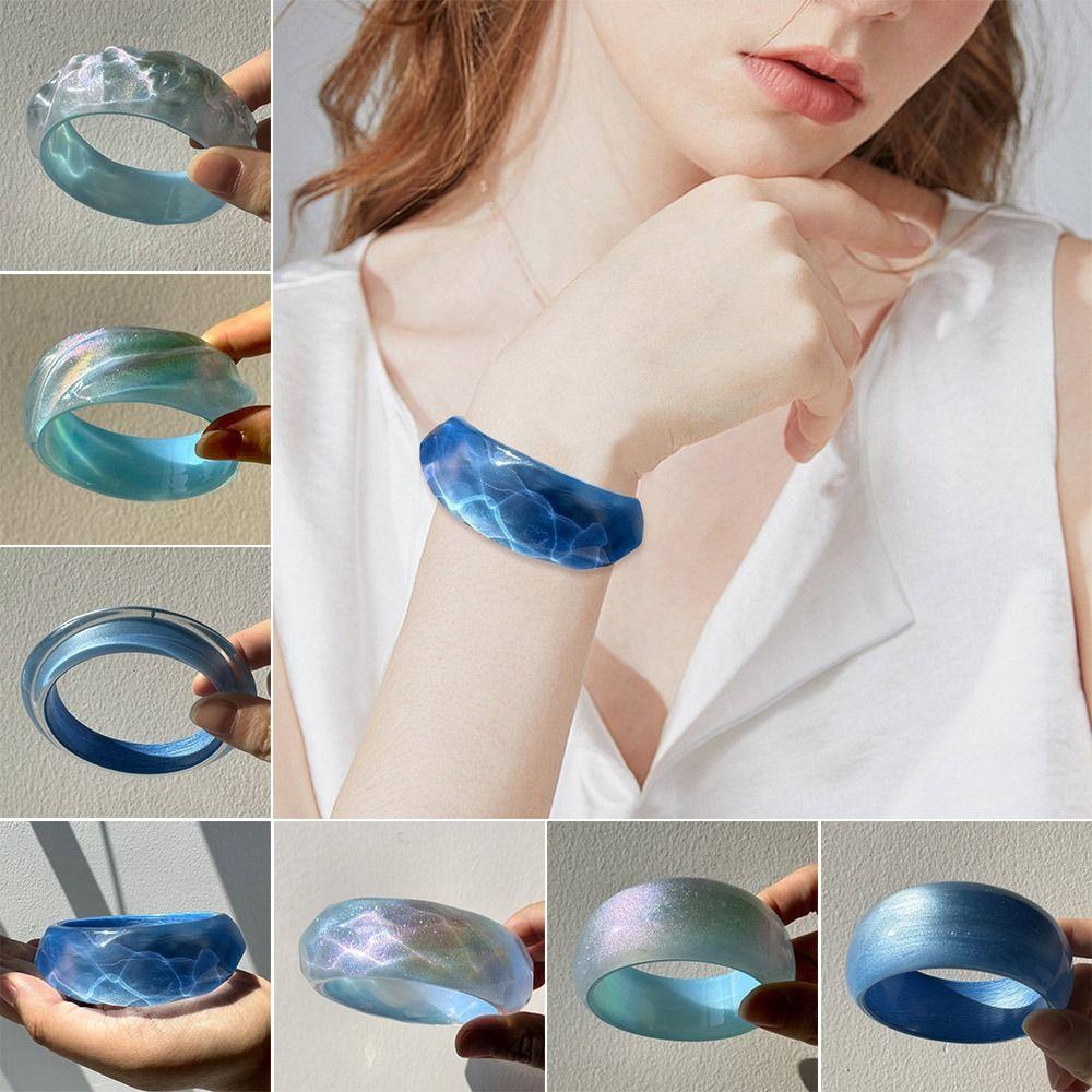 Resin Chunky Bangle Irregular Simple Bangle Creative Gift Cuff Bracelet Jewelry Accessories