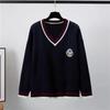 New  Japanese Preppy Pullover JK Sweater Loose Casual Long Sleeves Student Long-sleeved Knit V-neck Pullover School Uniform